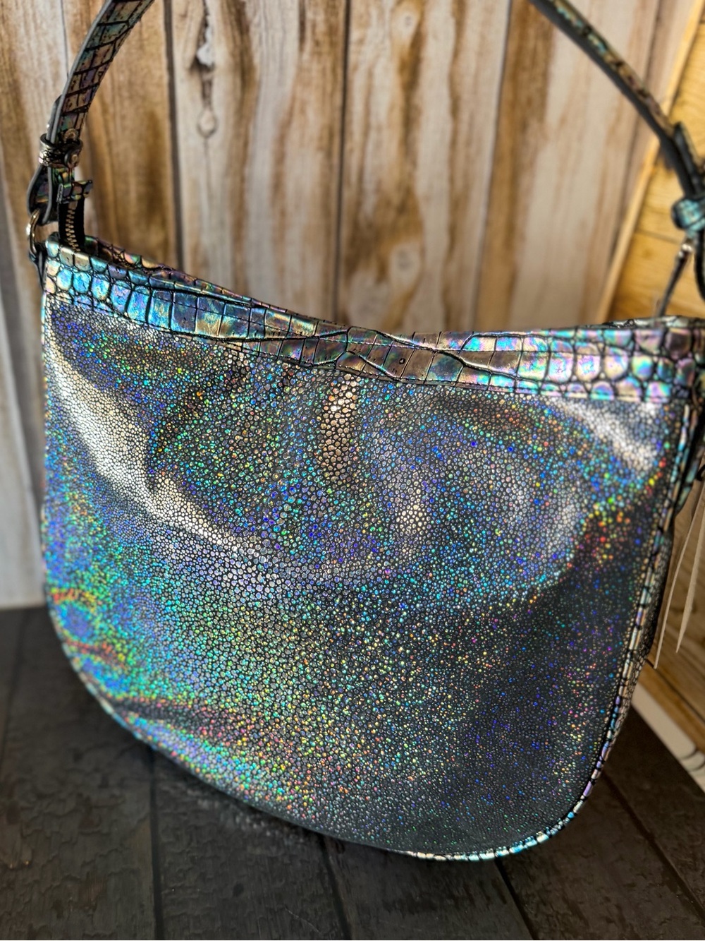 BRAHMIN SMALL KATHLEEN ROYAL BLUE ARDWELL SHOULDER HOLOGRAPHIC NWT SOFT LEATHER - Picture 6 of 12